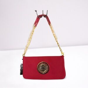 Peachy Pink Crossbody Purse with Gold Chain